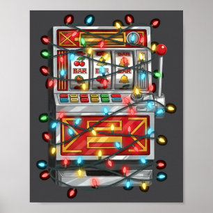 Poster Grático Divertido de Natal de Máquina Caça-Níqueis