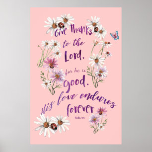 Poster Gratidão Duradoura: Salmos 156:1 Citação Cristã