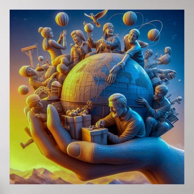 Poster Gratidão global: mãos alegres (Frente)