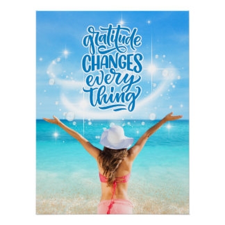 Póster Gratidão Muda Tudo Poster de Praia Tropical