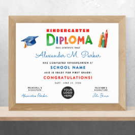 Poster Gratificante Jardim de Infância Diploma de Logotip