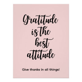 Póster Gratitude is the best attitude Pink Wall Poster