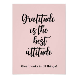 Póster Gratitude is the best attitude Pink Wall Poster