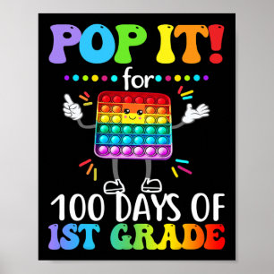 Poster Grau Pop It Por 100 Dias Feliz 100º Dia de Populaç