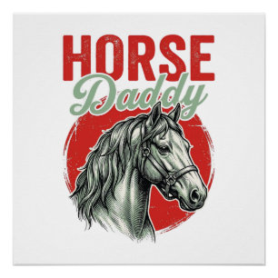 Póster Graveação Vintage Cavalo Pai