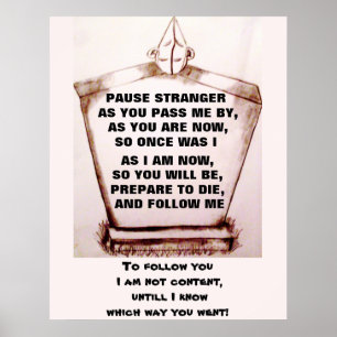 POSTER GRAVESTONE, PAUSA POEM ESTRANHO