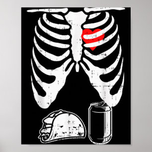 Poster Gravidez de Esqueleto Taco Cerveja Raios-X Hallowe