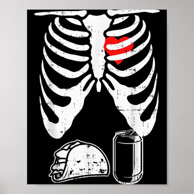 Poster Gravidez de Esqueleto Taco Cerveja Raios-X Hallowe (Frente)