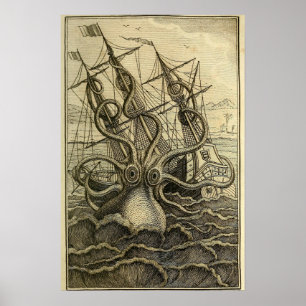 Poster Gravura a água-forte 1801 gigante do vintage do