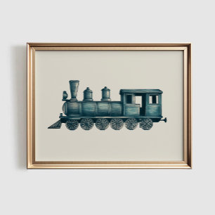 Poster Gravura Antiga de Trem, Arte de Parede Vintage IMP