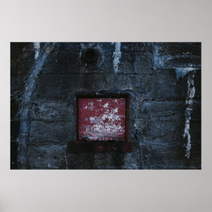 Poster Gray and red wall-mount shelf