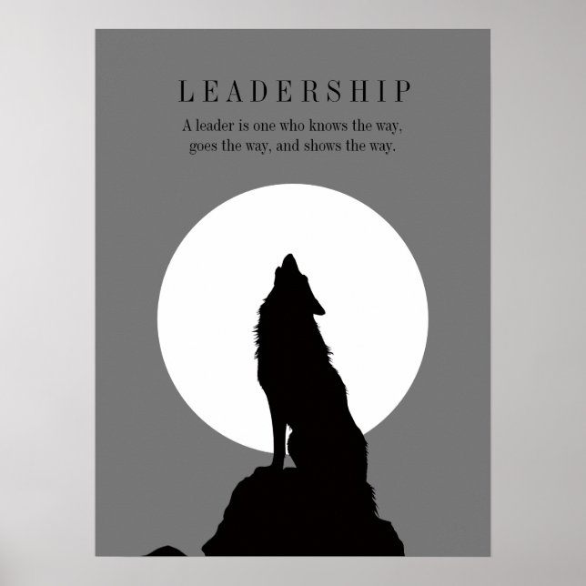 Poster Gray Black Pop Art Leadership Wolf Howling (Frente)