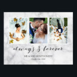 Póster Gray Marble Always & Forever Wedding Photo Collage<br><div class="desc">Beautiful wedding photo collage with three of your photos inside thin white frames on a gray marble print. Always & forever written in a wonderful dark gray calligraphy script. Personalize with three wedding photos,  your names,  and wedding date!</div>