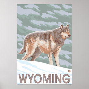 Póster Gray Wolf StandingWyoming