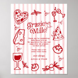 Poster Grazie Mille Whimsical Italian Lemons Baby Shower