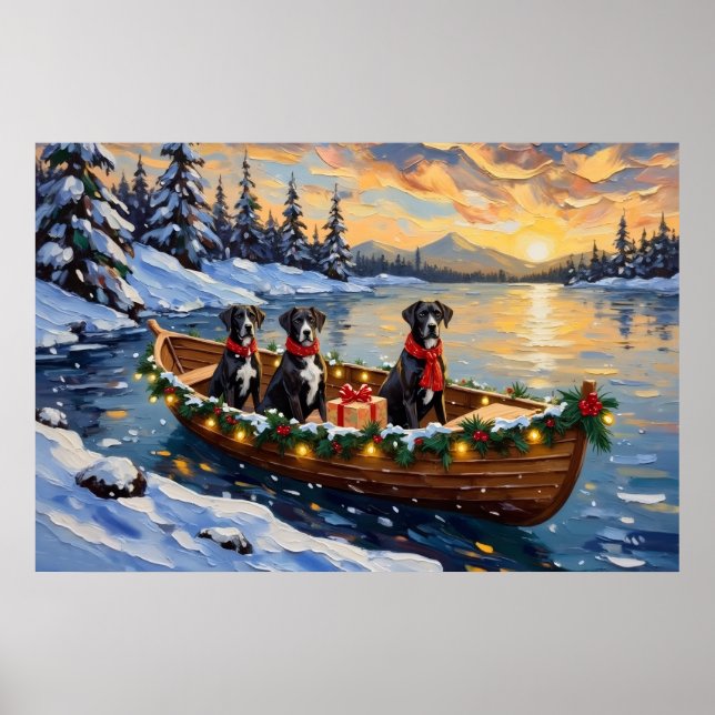 Poster Great Dane Christmas Boat Holiday (Frente)