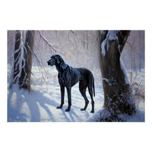 Póster Great Dane Deixe Nevar Natal