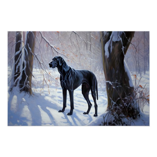Póster Great Dane Deixe Nevar Natal (Frente)
