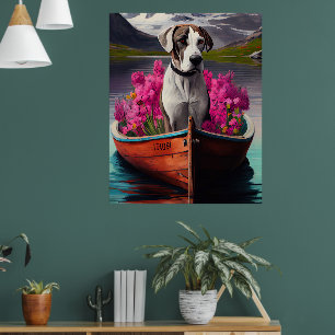Poster Great Dane em uma Canoa: Uma Aventura Cênica