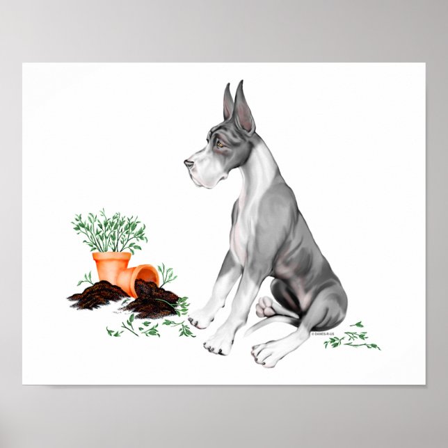 Póster Great Dane Naughty Pup Mantle (Frente)