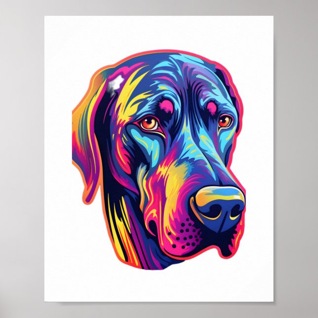 Poster Great Dane Neon Design (Frente)