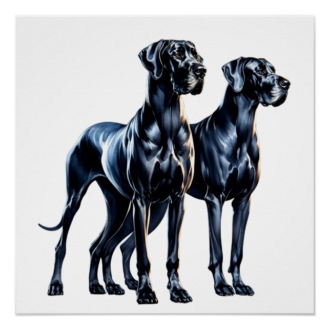 Póster Great Danes Watercolor (Frente)