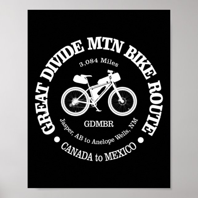 Poster Great Divide Mountain Bike Route Funny Canada To M (Frente)