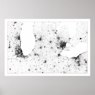 Poster Great Lakes Cities Census Dotmap