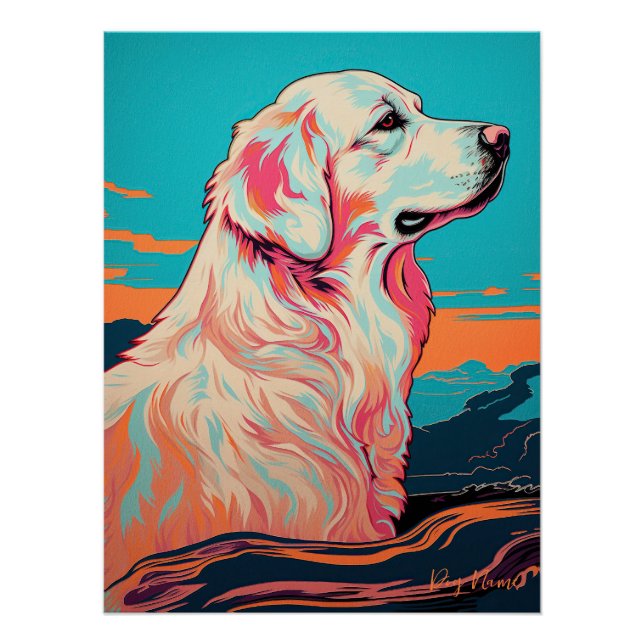 Póster Great Pyrenees Dog 001 - Bruno Pokopen (Frente)