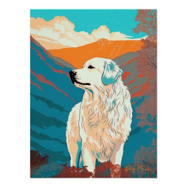 Póster Great Pyrenees Dog 003 - Bruno Pokopen (Frente)