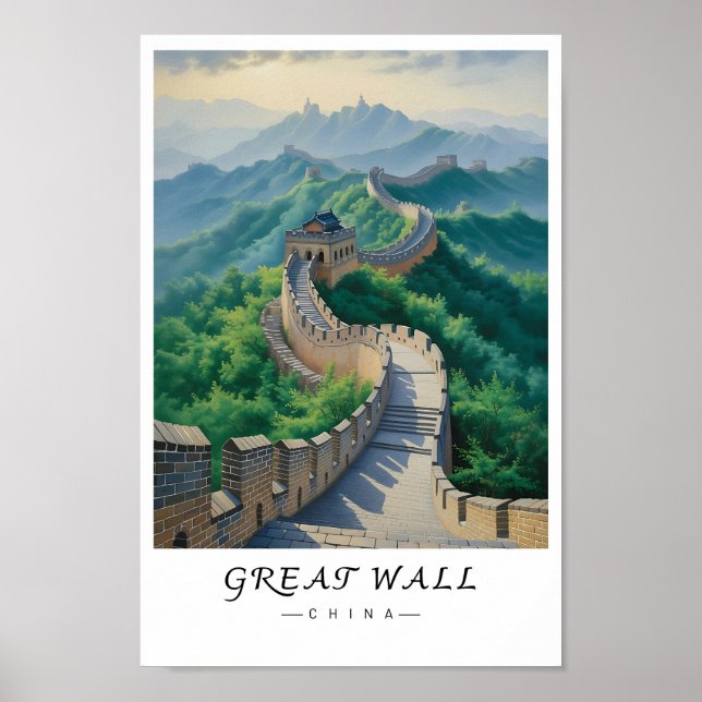 Poster Great Wall of China Wall Art, Asian Landmark  (Frente)