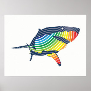 Poster Great White Shark Swoosh