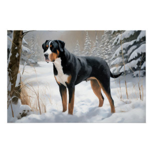 Póster Greater Swiss Mountain Deixe Nevar Natal