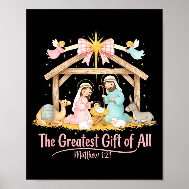 Poster Greatest Gift Of All Matthew 1_21 Coquette Christm (Frente)