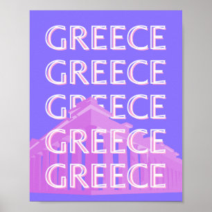 Poster Grécia, Arte Viagem de Atenas, Arte RetroViagem