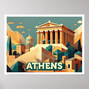 Poster Grécia de Atenas colorida