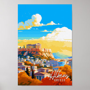 Poster Grécia de pintura da viagem de Atenas