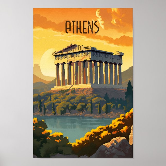 Poster Grécia Familiar da Viagem de Atenas (Frente)