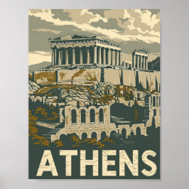 Poster Grécia Familiar da Viagem de Atenas
