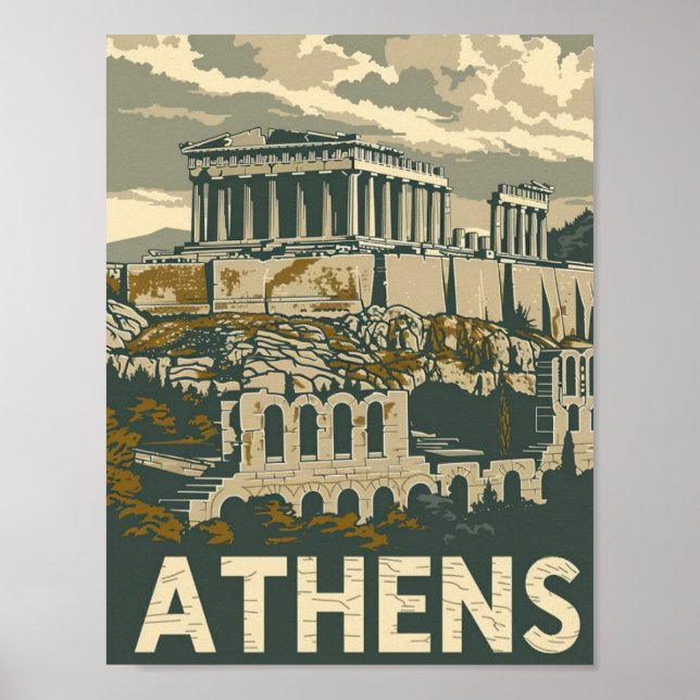 Poster Grécia Familiar da Viagem de Atenas (Frente)