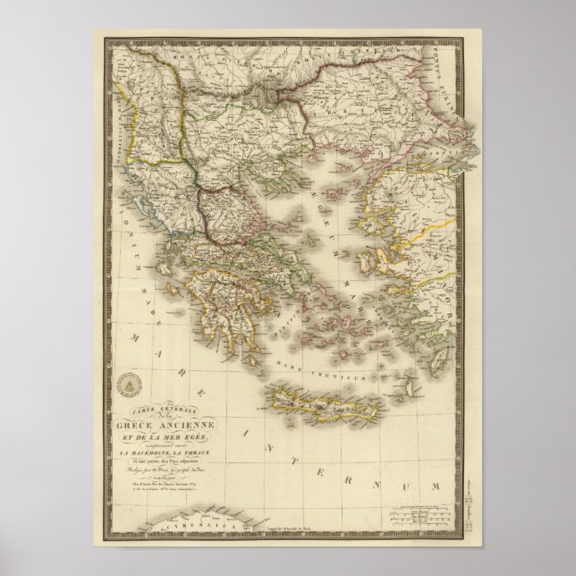 Poster Grécia Histórica, mapa atlas de Paris (Frente)