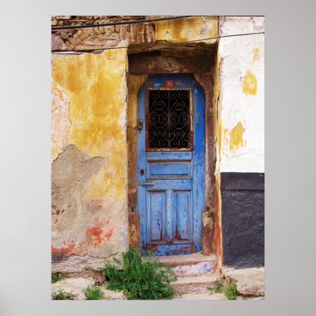 Póster Grécia Mykonos de Porta Azul Antiga (Frente)