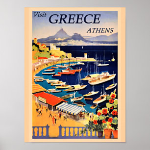 Poster GRÉCIA, pôster de viagem vintage,