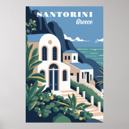 Poster Grécia Santorini de Texto Personalizado