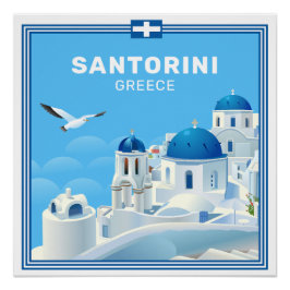 Póster Grécia Santorini de Texto Personalizado