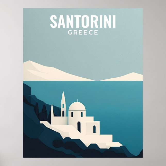 Poster Grécia Santorini - Minimalista (Frente)