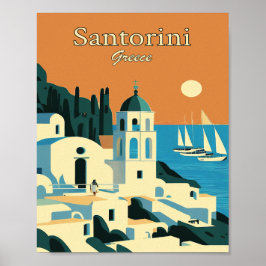 Poster Grécia Santorini Minimalista de Arte Vintage