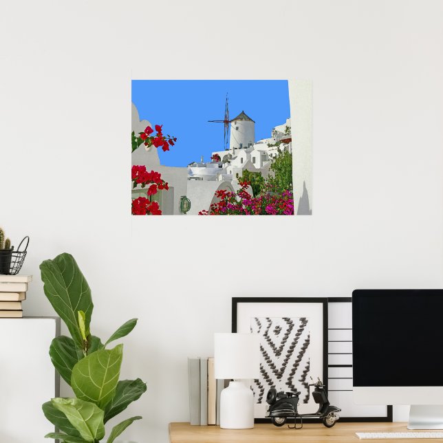 Poster Grécia santorini oia (Escritório em casa)