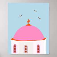 Grécia Santorini Rosa E Azul