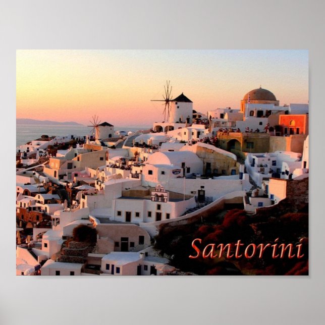 Poster Grécia - Santorini - Thera - Thira - Oia - (Frente)